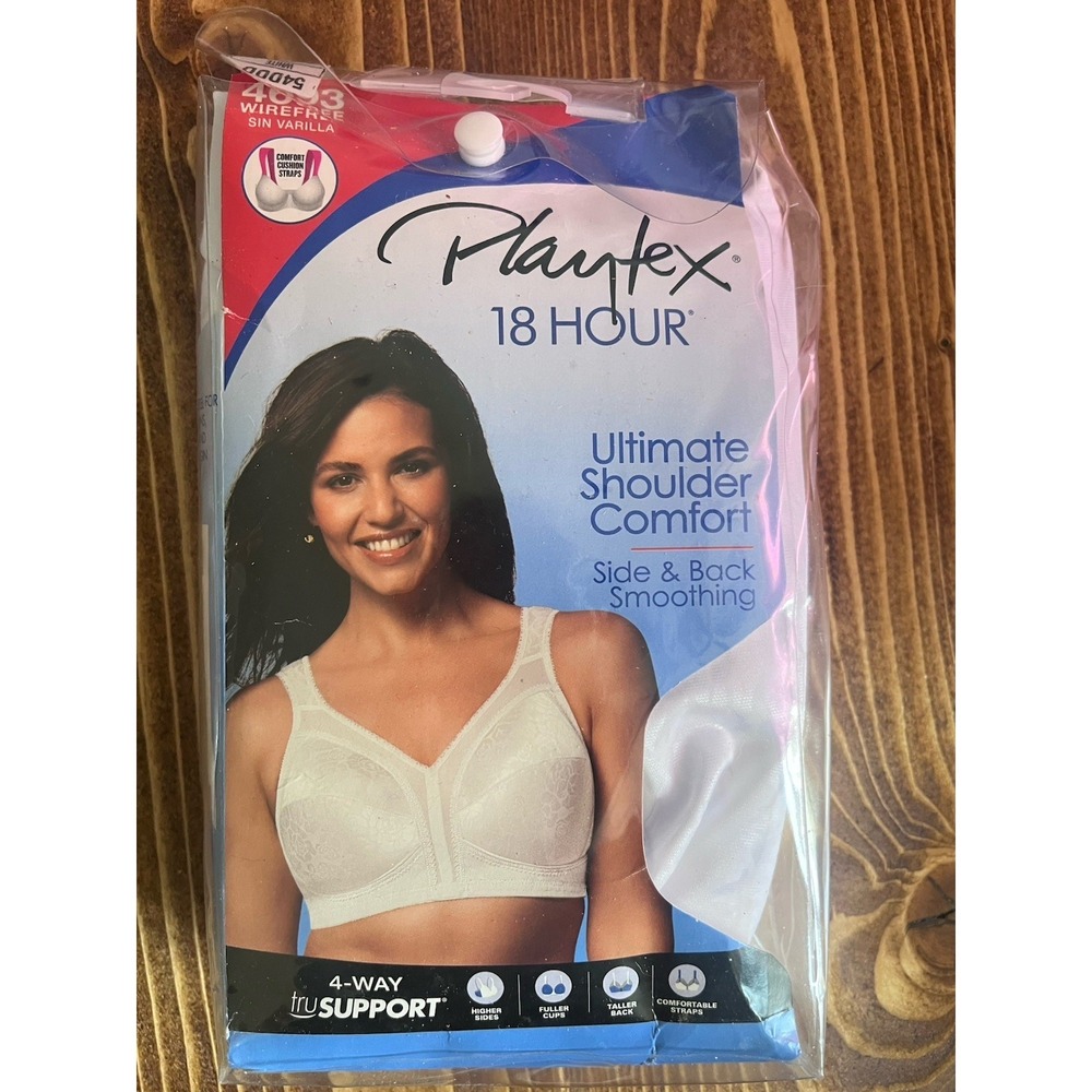 Womens Playtex 18 hour 54DDD Original Comfort Strap Wirefree bra 4693 White 073